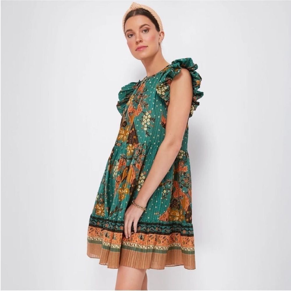 Ulla Johnson Blue and Gold Mini Dress - Picture 2 of 8